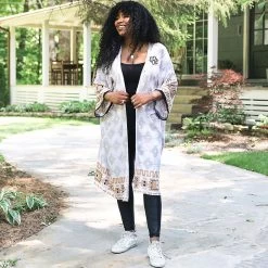 Monogrammed Duster 11 Monogrammed Duster -Fashion Clothing Store loZ white neutral aztec monogrammed duster