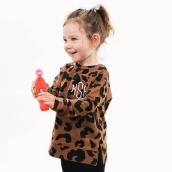 Monogrammed Kids Crewneck Sweatshirt -Fashion Clothing Store lpH hickory leopard crewneck on toddler