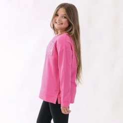 Monogrammed Kids Crewneck Sweatshirt -Fashion Clothing Store lpH hot pink crewneck sweatshirt on youth