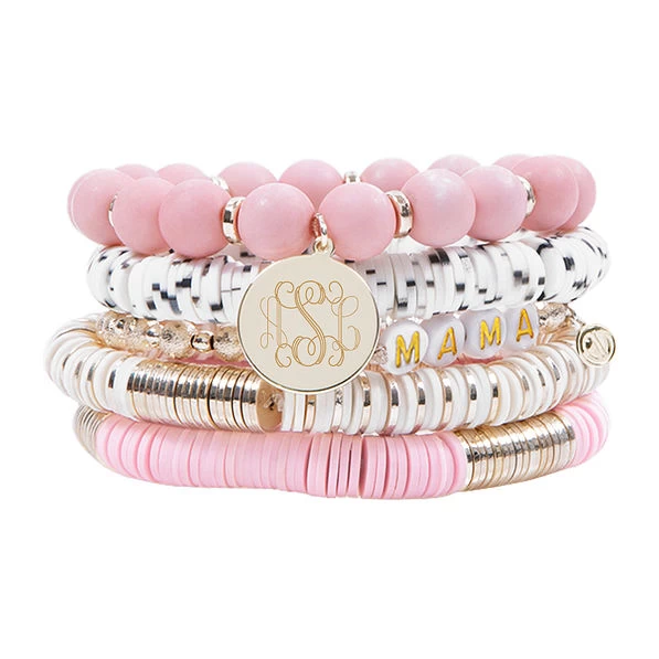 Monogrammed Mama Bracelet Stack 1 Monogrammed Mama Bracelet Stack