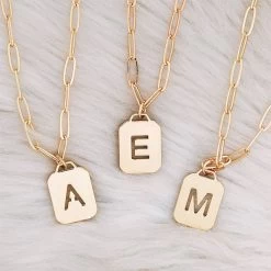 Initial Tag Necklace 7 Initial Tag Necklace -Fashion Clothing Store my9 initial necklace a e m on fur