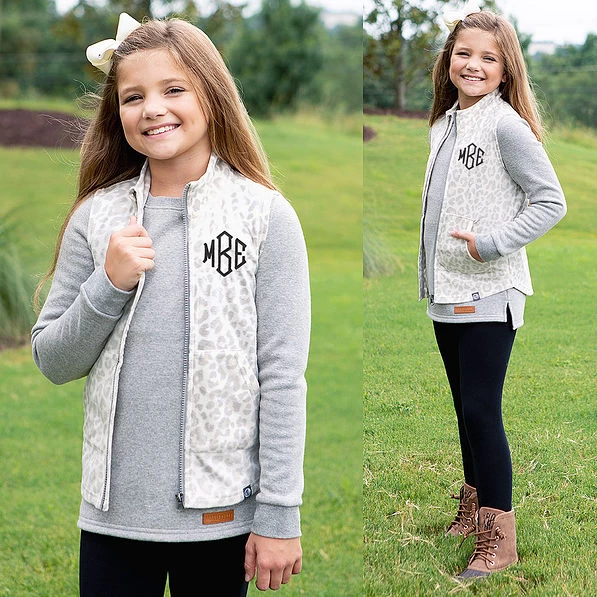 Monogrammed Kids Leopard Fleece Vest 6 Monogrammed Kids Leopard Fleece Vest - Image 6