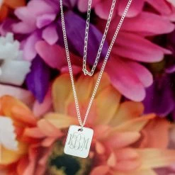Monogrammed Layered Pendant Necklace -Fashion Clothing Store n2P silver layered pendant necklace with flowers