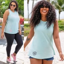 Monogrammed Basic Tank Top -Fashion Clothing Store nLJ sky blue basic tank top split image