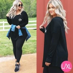 Monogrammed Basic Tunic 5 Monogrammed Basic Tunic -Fashion Clothing Store nWH monogrammed black tunic shirt with denim jacket size l xl