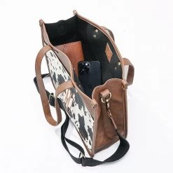 Monogrammed Crossbody Tote Bag -Fashion Clothing Store ni5 inside shot of cowhide crossbody tote
