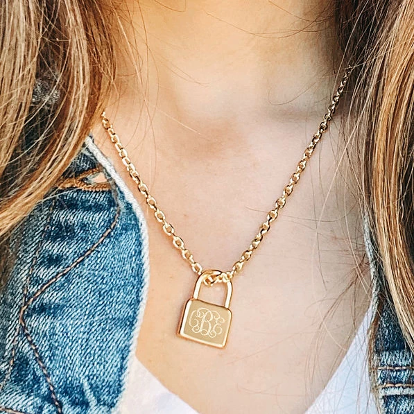 Monogrammed Padlock Necklace 2 Monogrammed Padlock Necklace - Image 2