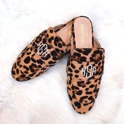 Monogrammed Slide On Loafers -Fashion Clothing Store o4o leopard slide on loafers on rug