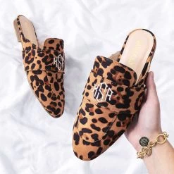 Monogrammed Slide On Loafers -Fashion Clothing Store o4o leopard spots slide on loafers in hand