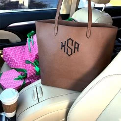 Monogrammed Basic Tote Bag -Fashion Clothing Store o56 monogrammed brown basic tote bag car presents