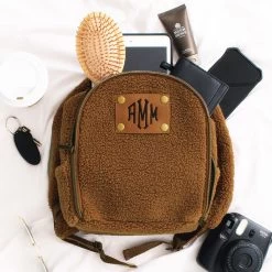 Monogrammed Mini Sherpa Backpack -Fashion Clothing Store o6Q mini sherpa backpack with items spilled out