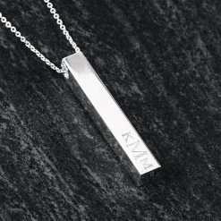 Personalized Bar Necklace -Fashion Clothing Store o7D close up personalized bar necklace silver