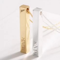 Personalized Bar Necklace -Fashion Clothing Store o7D personalized bar necklace in gold and silver standing