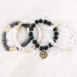 Monogrammed Spotted Bracelet Set -Fashion Clothing Store oFb spotted bracelet set on fur rug