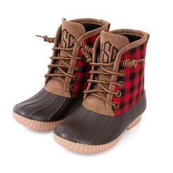 Monogrammed Kids Buffalo Plaid Duck Boots