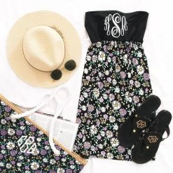 Monogrammed Beach Cover Up 9 Monogrammed Beach Cover Up -Fashion Clothing Store oP0 beach cover up in black floral with matching personalized tote bag