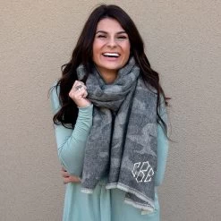 Monogrammed Faded Camo Scarf -Fashion Clothing Store oR2 faded camo scarf on brown wall