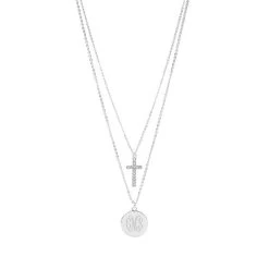 Monogrammed Layered Cross Necklace