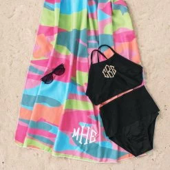 Monogrammed Lightweight Beach Towel -Fashion Clothing Store orI multi camo microfiber towel and bathing suit