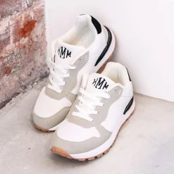Monogrammed Classic Sneakers -Fashion Clothing Store ork Personalized Retro Sneaker in neutral grey