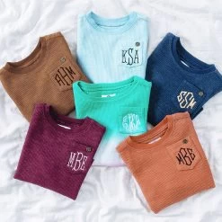 Monogrammed Kids Corded Sweatshirt -Fashion Clothing Store p3i kids corded sweatshirts folded chambray hickory navy pink wine pumpkin