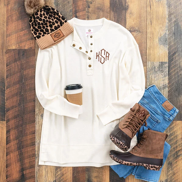 Monogrammed Waffle Henley Tunic 4 Monogrammed Waffle Henley Tunic - Image 4