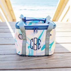 Personalized Small Cooler -Fashion Clothing Store pAz color marble personalized cooler on beach stairs