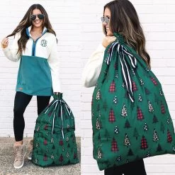 Gift Sack -Fashion Clothing Store pVJ gift sack in festive forest over the shoulder