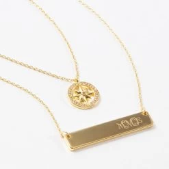 Monogrammed Compass Necklace