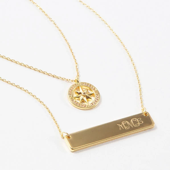 Monogrammed Compass Necklace 1 Monogrammed Compass Necklace