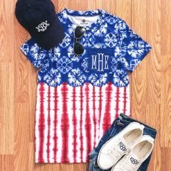 Monogrammed Americana Tie Dye Pocket T-Shirt -Fashion Clothing Store pkn monogrammed tie dye usa pocket tee