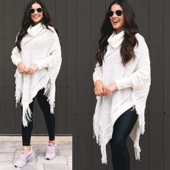 Poncho Sweater 11 Poncho Sweater -Fashion Clothing Store pvs cowl neck poncho sweater with leggings and sneakers