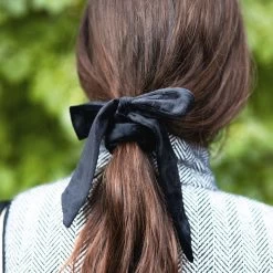 Velvet Bow Scrunchie Set -Fashion Clothing Store q4e black velvet scrunchie in brown hair