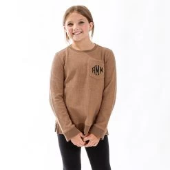 Monogrammed Kids Corded Sweatshirt -Fashion Clothing Store qTC hickory kids corded sweatshirt on girl in studio