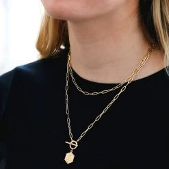 Initial Layered Necklace -Fashion Clothing Store qbB C initial layered necklace on neck