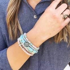Monogrammed Faith Bracelet Set -Fashion Clothing Store qcE faith bracelet stack with button tunic