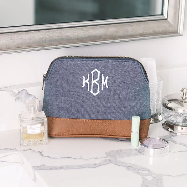Monogrammed Chambray Cosmetic Case 2 Monogrammed Chambray Cosmetic Case - Image 2
