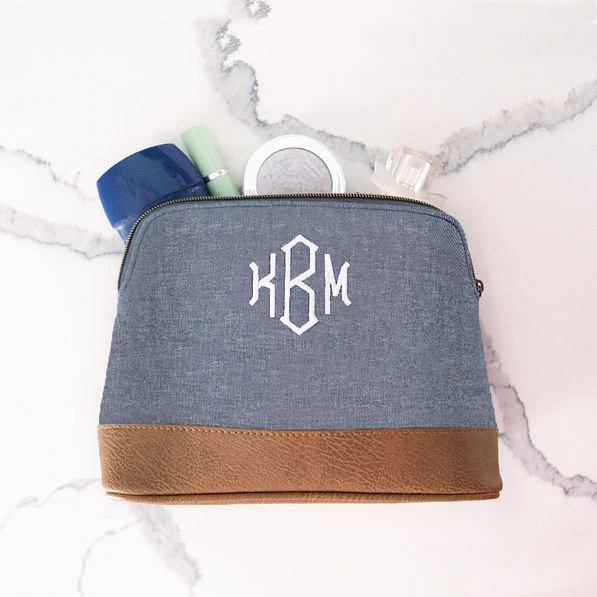 Monogrammed Chambray Cosmetic Case 4 Monogrammed Chambray Cosmetic Case - Image 4
