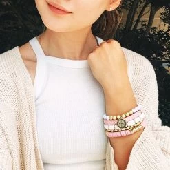 Monogrammed Nantucket Bracelet Set -Fashion Clothing Store ql1 blush nantucket bracelet stack
