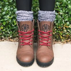 Monogrammed Fall Boots -Fashion Clothing Store r3g monogrammed combat boots with red laces
