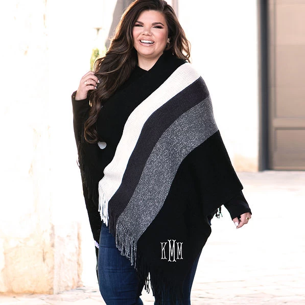 Monogrammed Striped Poncho 1 Monogrammed Striped Poncho