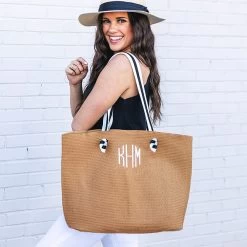 Monogrammed Straw Purse -Fashion Clothing Store rOZ monogrammed straw purse on shoulder