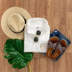 Monogrammed Criss Cross Sandal Set -Fashion Clothing Store rQO leopard sandals ootd flatlay on wood