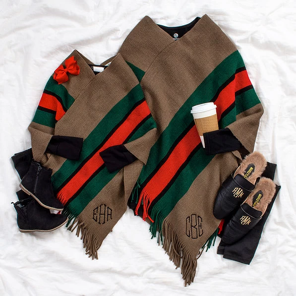 Monogrammed Striped Poncho 5 Monogrammed Striped Poncho - Image 5