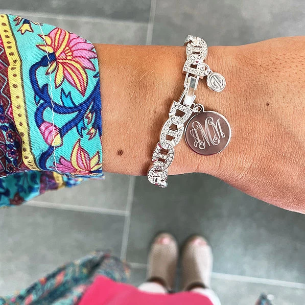 Monogrammed Pave Chain Link Bracelet 3 Monogrammed Pave Chain Link Bracelet - Image 3