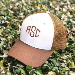 Monogrammed Trucker Hat -Fashion Clothing Store rvB monogrammed hickory trucker hat in bush