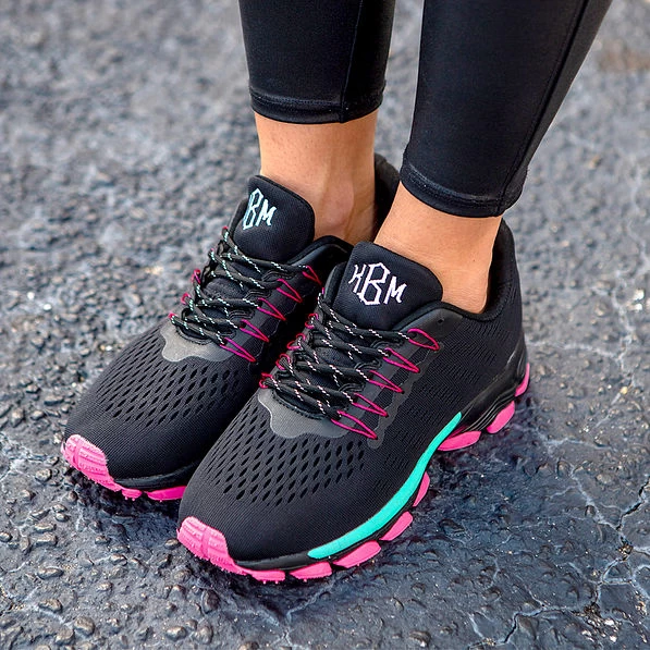 Monogrammed Neon Accent Sneakers 3 Monogrammed Neon Accent Sneakers - Image 3