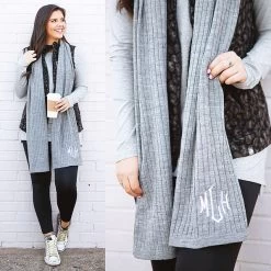 Monogrammed Cable Knit Scarf 10 Monogrammed Cable Knit Scarf -Fashion Clothing Store s7o long grey cable knit scarf