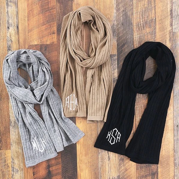 Monogrammed Cable Knit Scarf 4 Monogrammed Cable Knit Scarf - Image 4