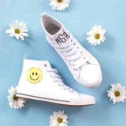 Monogrammed High Top Canvas Sneakers 11 Monogrammed High Top Canvas Sneakers -Fashion Clothing Store sWf smiley face on high top sneakers 1